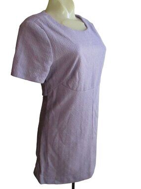 Vintage Women's Dress 8 1970's Mini Lilac Textured Stretch Knit Mod Handmade Med